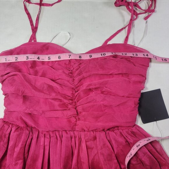 Lulus Angelic Approach Hot Pink Chiffon Ruffled Tie-Strap Mini Dress Size XS - Picture 8 of 8
